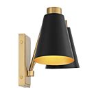 Applique Murale Savoy House Meridian  M90076Mbknb 2 Lumières Noir Mat Avec Laiton Naturel