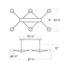 Sonneman 2036.73 6-Lumières 9W Rouge oxyde LED Lustre