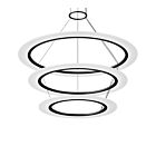 Suspendu LED à anneau Arctic Rings Sonneman 2076.25 50W 3 lumières satin noir