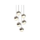Suspendu LED Grapes Sonneman 2915.13-LRG 33W 6 lumières nickel satiné