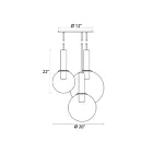 Sonneman 3763.38 3-Lumières 60W Laiton satiné Lustre