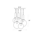 Sonneman 3765.38 5-Lumières 60W Laiton satiné Lustre