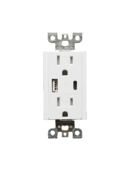 Arani USB1-15A-TR-WH-V1 Prise de courant 15 Amp Type A /Type C