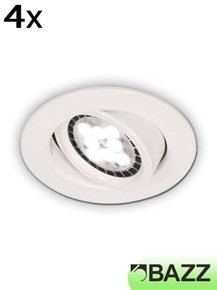 ens. 4x encastré led bazz série flex3 profil bas 7w blanc mat 313lp7w4