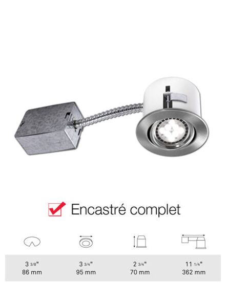 Ens. 4x encastr&eacute; LED Bazz s&eacute;rie FLEX3 profil bas 7W chrome bross&eacute;