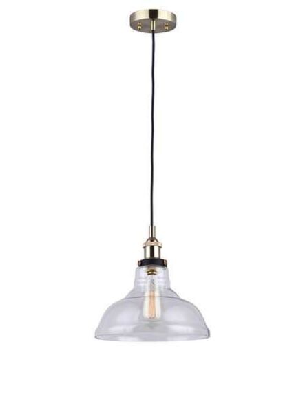 canarm verona ipl397b01bsb 1-light polished brass and black pendant light