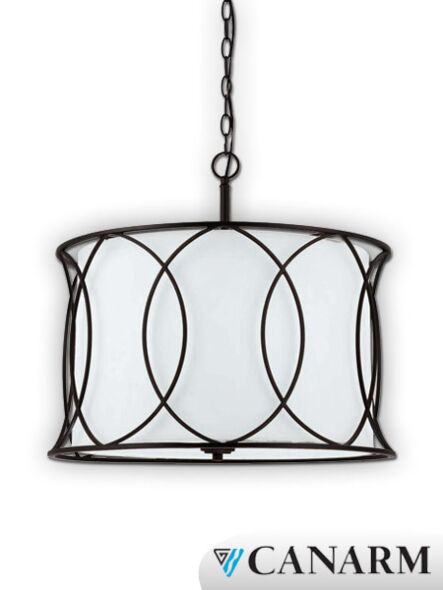 chandelier monica canarm abat–jour en tissu blanc ich320a03orb20