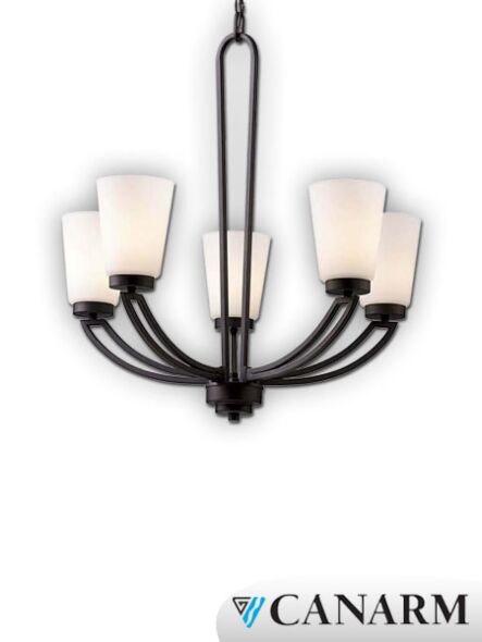 Chandelier Somerset Canarm bronze huilé 5 lumières ICH421A05ORB (fixturewshade)