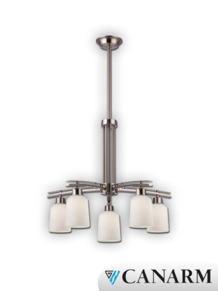 Chandelier Quincy Canarm nickel brossé 5 lumières ICH431A05BN (fixturewshade)