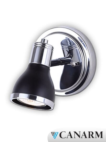 applique murale plaza canarm noir et chrome 1 lumière icw581a01bkc10