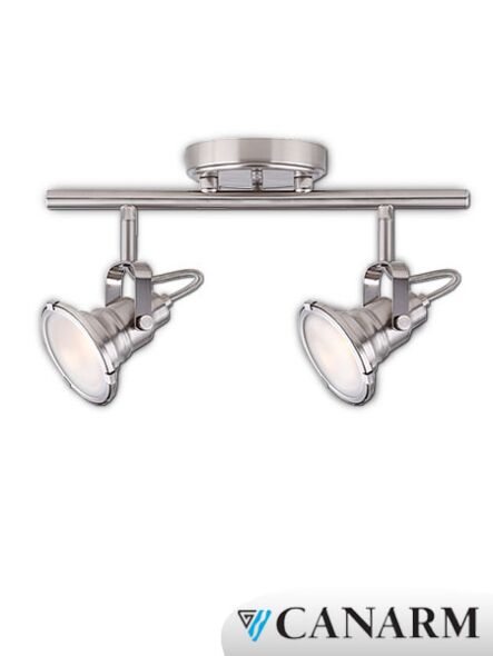 plafonnier cine canarm nickel brossé 2 lumières it631a02bn9