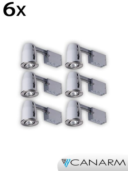 ens. 6x encastrés canarm 50w étain brossé rn3rc1bpt–6c