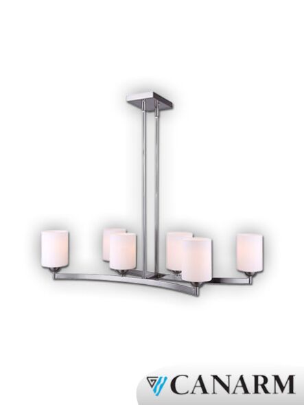 chandelier canarm eva nickel brossé 6 lumières ich343b06bn