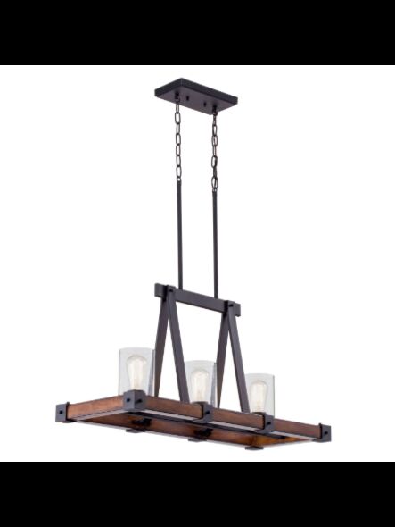 Suspendu pour îlot Kichler Barrington 34688 3-lumières 60W noir vieilli