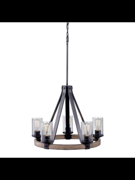 Lustre à 1 étage Kichler Barrington 34750 5-lumières 60W fer d'enclume