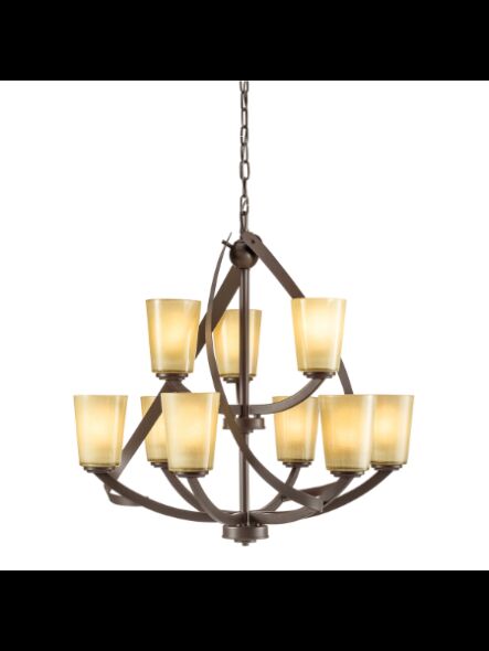 Lustre à 2 étages Kichler Layla 34754 9-lumières 60W vieux bronze