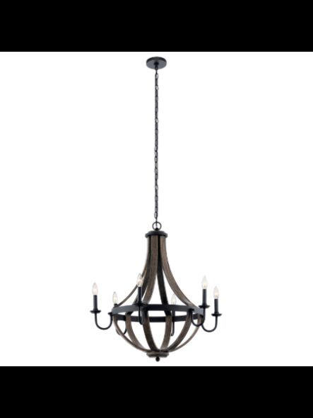 Lustre à 1 étage Kichler Merlot 34820 6-lumières 60W noir vieilli