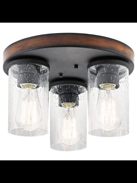 Plafonnier Kichler Barrington 38200 3-lumières 60W noir vieilli