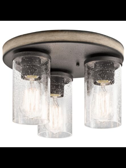 Plafonnier Kichler Barrington 38204 3-lumières 60W fer d'enclume