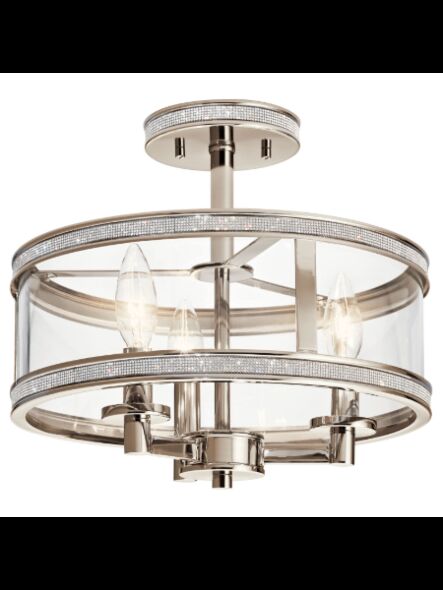 Plafonnier semi-encastré Kichler Angelica 38213 3-lumières 60W nickel poli