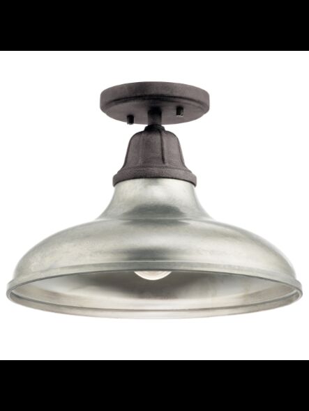Plafonnier semi-encastré Kichler Jetty 38228 1-lumière 60W zinc patiné