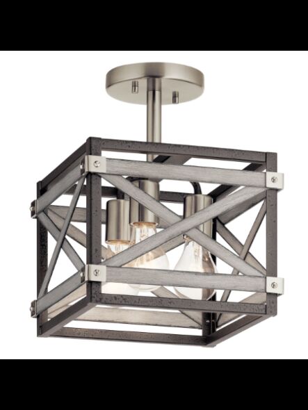 Plafonnier semi-encastré Kichler Stetton 38239 3-lumières 60W fer d'enclume