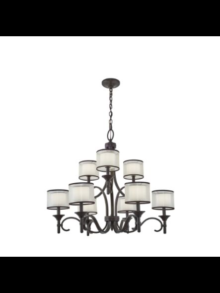 Lustre à 2 étages Kichler Lacey 42382MIZ 9-lumières 60W poussière de bronze