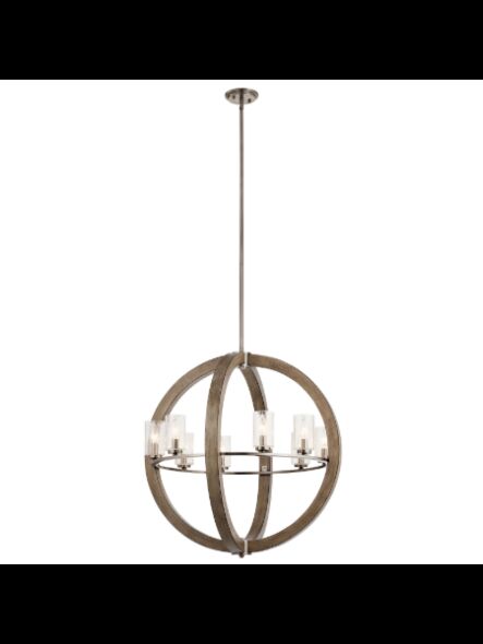 Lustre à 1 étage Kichler Grand 43190DAG 8-lumières 60W gris antique