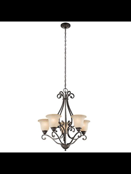 Lustre à 1 étage Kichler Camerena 43224OZ 5-lumières 100W vieux bronze