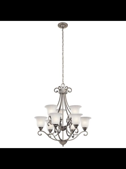 Lustre à 2 étages Kichler Camerena 43226NI 9-lumières 100W nickel brossé