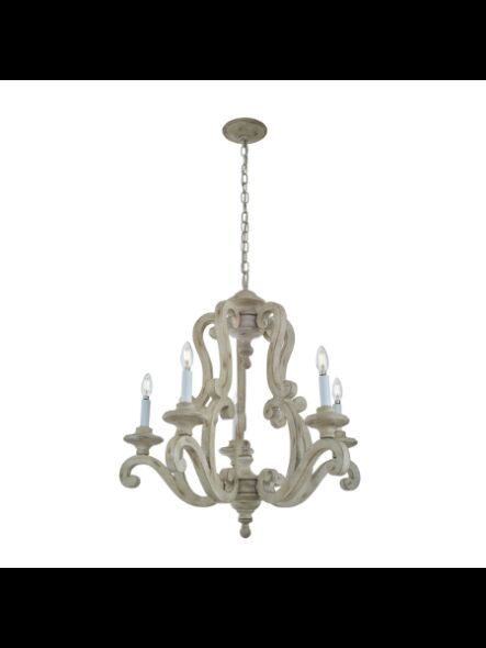 Lustre à 1 étage Kichler Hayman 43256DAW 5-lumières 60W blanc antique