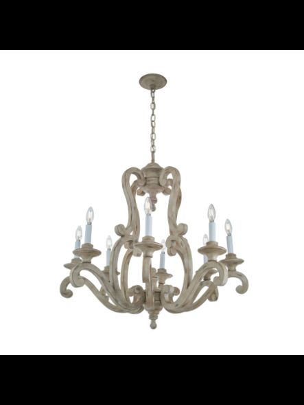 Lustre à 1 étage Kichler Hayman 43265DAW 8-lumières 60W blanc antique