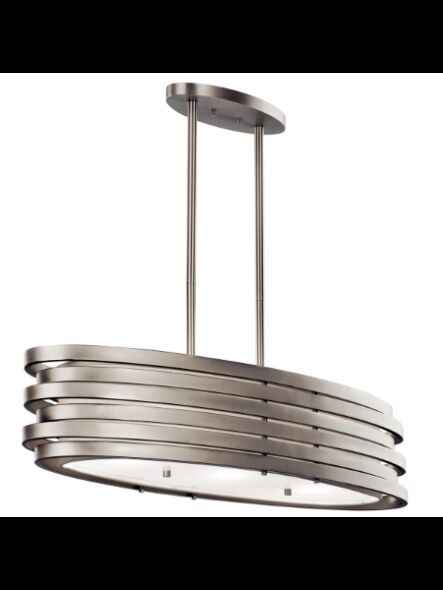 Lustre ovale Kichler Roswell 43303NI 3-lumières 100W nickel brossé