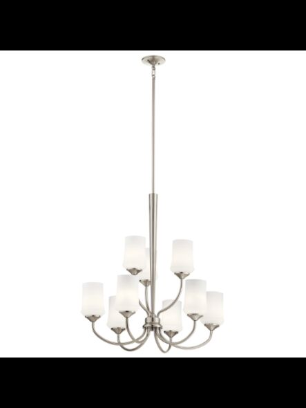 Lustre à 2 étages Kichler Aubrey 43666NI 9-lumières 100W nickel brossé