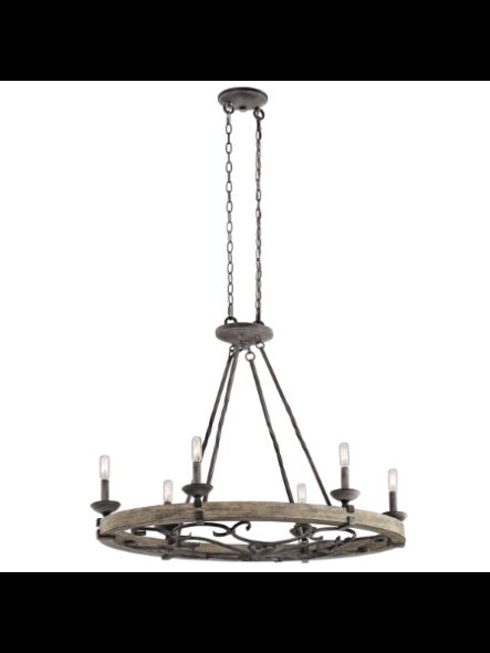 Lustre ovale Kichler Taulbee 43824WZC 6-lumières 60W zinc patiné