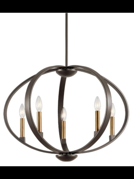 Lustre rond Kichler Elata 43871OZ 5-lumières 60W vieux bronze