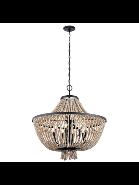 Lustre à 1 étage Kichler Brisbane 43892DBK 8-lumières 60W noir vieilli