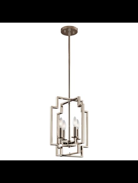Suspendu de foyer Kichler Downtown 43964PN 4-lumières 60W nickel poli