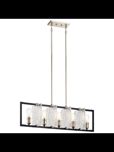 Lustre linéaire Kichler Forge 43977BK 5-lumières 75W noir