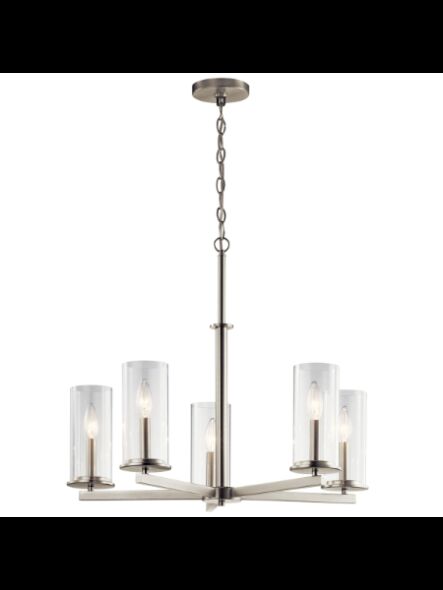Lustre à 1 étage Kichler Crosby 43999NI 5-lumières 60W nickel brossé