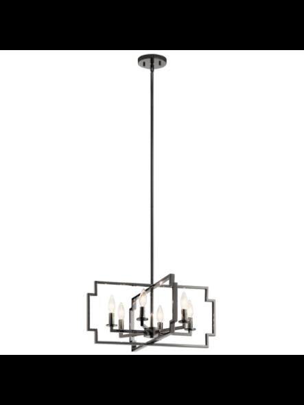 Lustre à 1 étage Kichler Downtown 44128MCH 6-lumières 60W chrome minuit