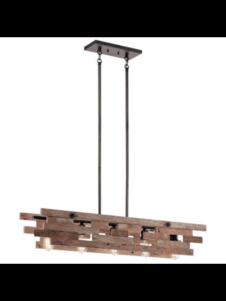 Lustre linéaire Kichler Cuyahoga Mill 44229AVI 5-lumières 75W fer d'enclume