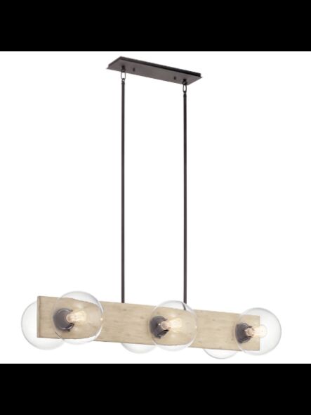 Lustre linéaire Kichler Marquee 44296WWW 6-lumières 75W bois blanc délavé