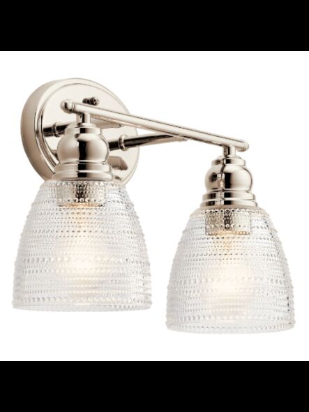 Luminaire de vanité Kichler Karmarie 45696PN 2-lumières 75W nickel poli