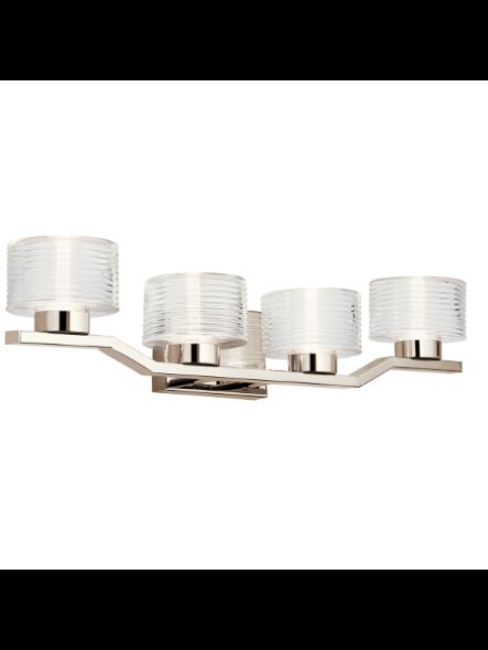 Luminaire de vanité à LED Kichler Lasus 45724PNLED 4-lumières 22W nickel poli