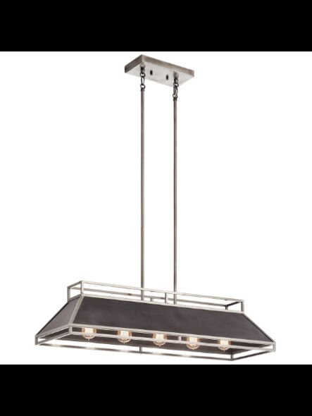 Lustre linéaire Kichler Grendel 52037CLP 5-lumières 75W étain classique