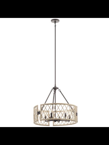 Lustre à 1 étage Kichler Oana 52077WWW 6-lumières 60W bois blanc délavé