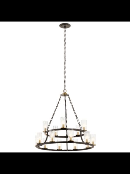 Lustre rond Kichler Mathias 52109OZ 15-lumières 60W vieux bronze
