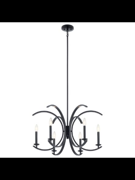 Lustre à 1 étage Kichler Cassadee 52116BK 6-lumières 60W noir