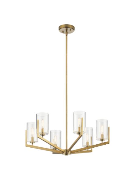 Lustre à 1 étage Kichler Nye 52314BNB 6-lumières 60W laiton naturel brossé
